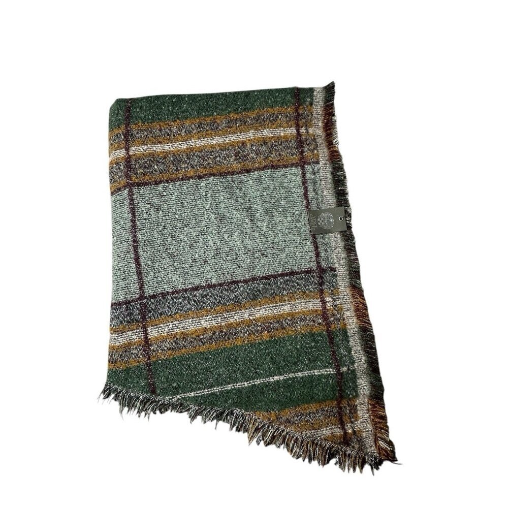 Vince Camuto Women's Plaid Multicolor Cape Shawl Oversized Wrap with Fringe New